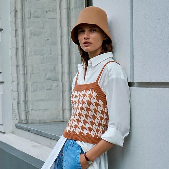 Anthropologie Mod Felt Bucket Hat TAN NWT! Yellow mustard - Picture 2 of 5